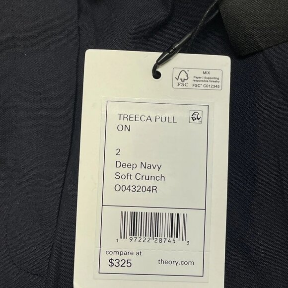 Theory Women's Treeca Pull-On Pants Navy Size 2 - Picture 2 of 4